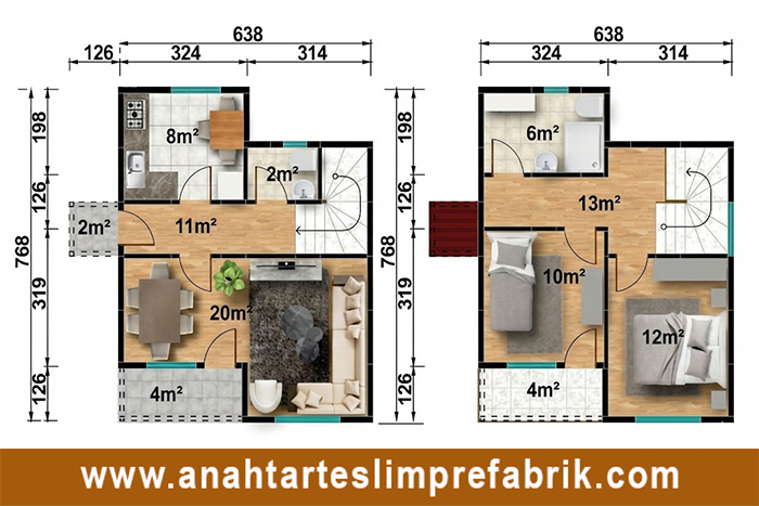 92 metrekare iki katlı prefabrik ev planı 92 metrekare iki katlı prefabrik ev planı